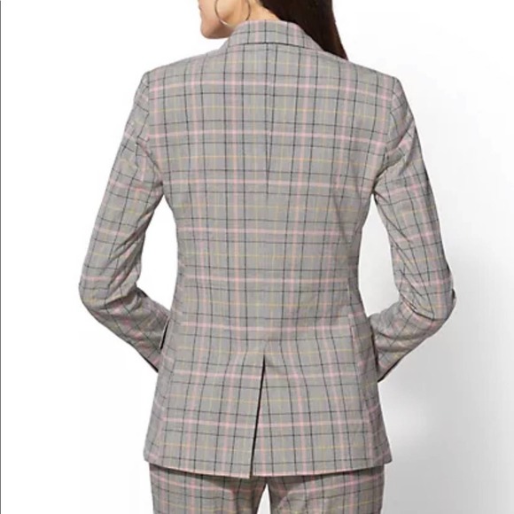 NY & Company Pink Plaid Double-Breasted Jacket - 7th Avenue - Picture 3 of 11